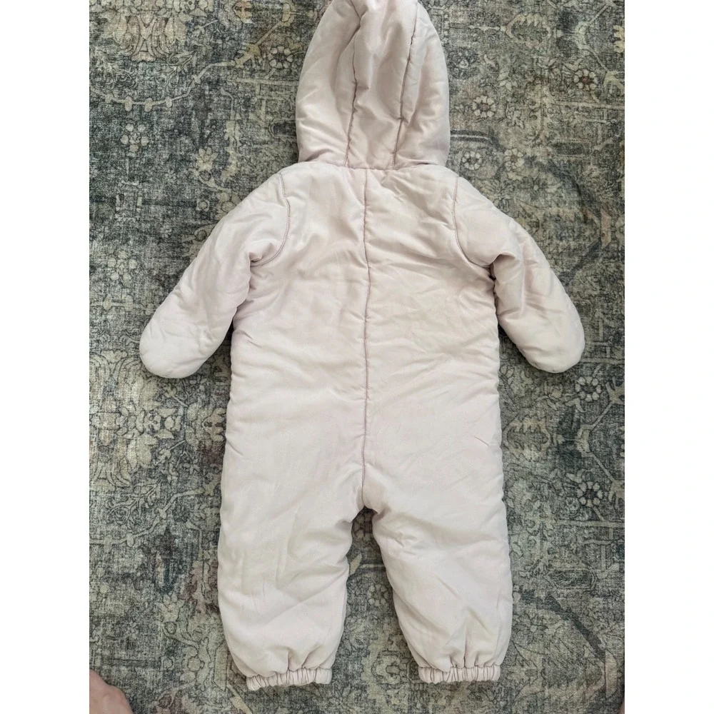 Petit Bateau Baby Girls Pink Padded Hooded Pram Suit Snowsuit 24M French Design
